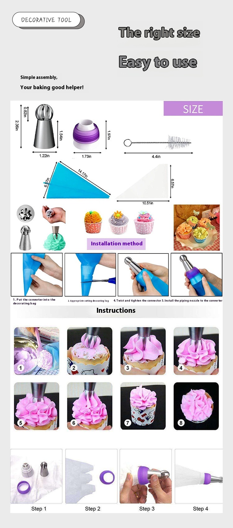 Title 5, Cream Pastry Tube Cookies Squeeze Flower Machin...