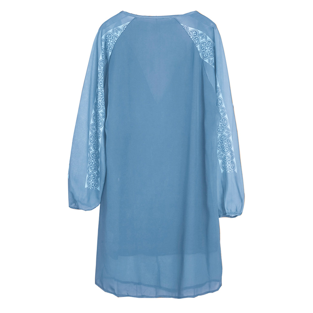 Title 4, Chiffon Stitching Long Sleeve Loose Plus Size Top