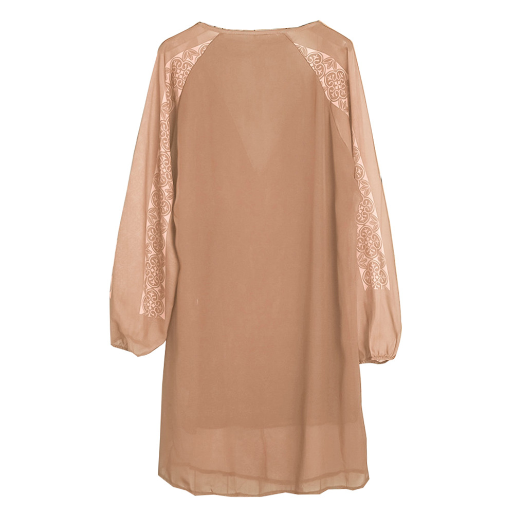 Title 7, Chiffon Stitching Long Sleeve Loose Plus Size Top