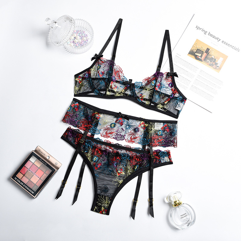 Title 4, Embroidery Heavy Craft Floral Gauzy Underwear P...