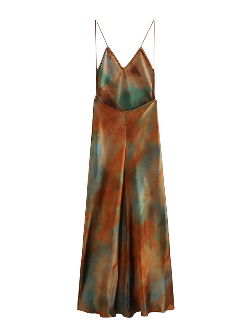 Title 6, Sleeveless Tie-dyed Waist Mid-length Sling Dres...