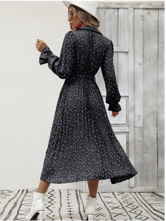 Title 9, Fashion Tie Pleated Long Sleeve Big Hem Dress