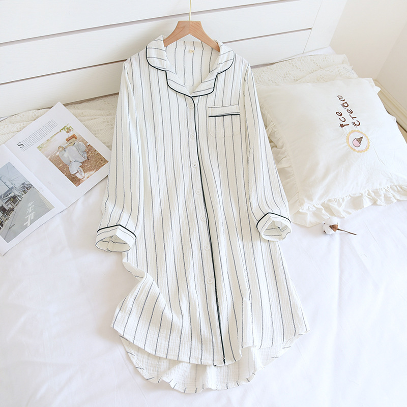 Title 2, Ladies Cotton Long-sleeved Home Dress Stripe