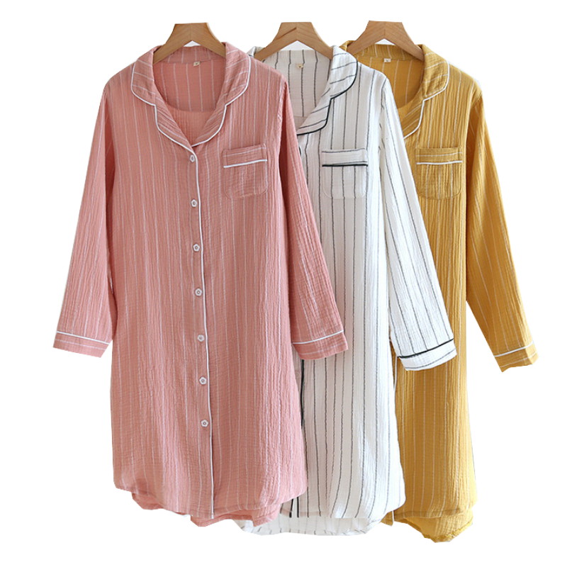 Title 3, Ladies Cotton Long-sleeved Home Dress Stripe