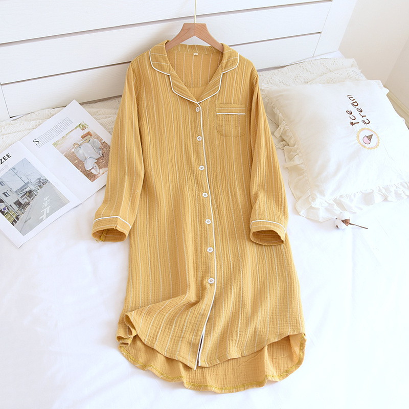 Title 4, Ladies Cotton Long-sleeved Home Dress Stripe