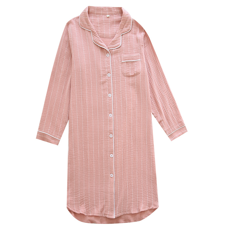 Title 5, Ladies Cotton Long-sleeved Home Dress Stripe