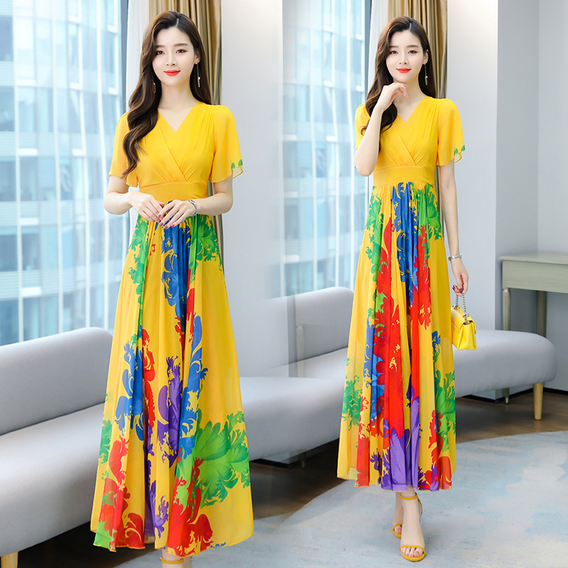 Title 3, Chiffon Long Waist Slimming Temperament Maxi Sk...