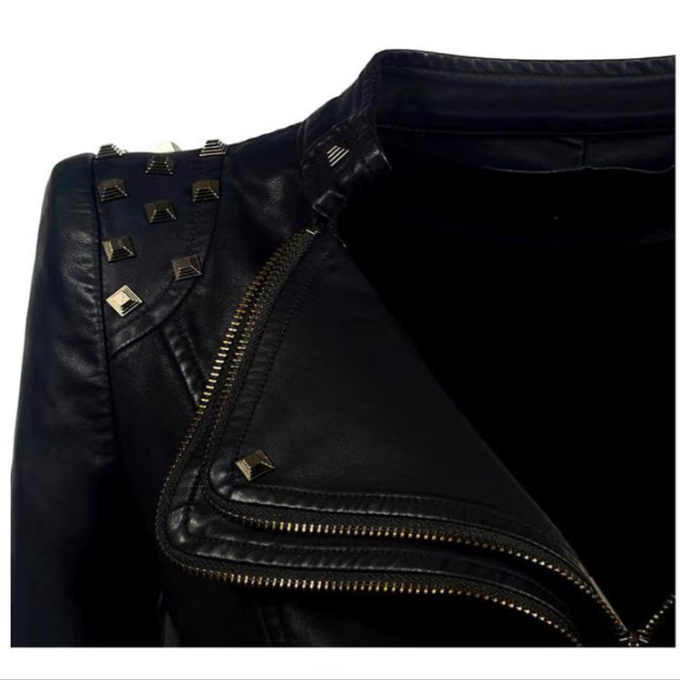 Title 7, Slim-fit tuxedo mid-length leather jacket. Refi...