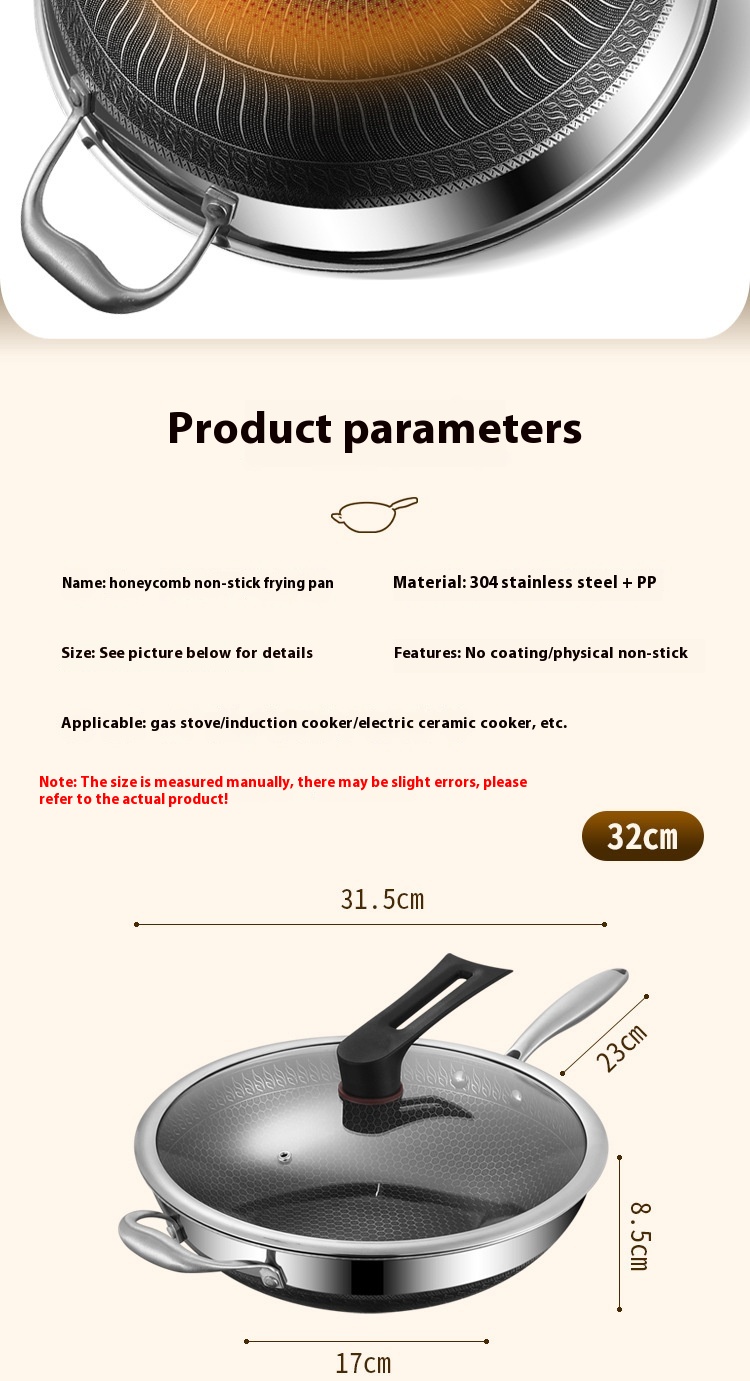 Title 1, 316 Stainless Steel Wok Double-sided Honeycomb