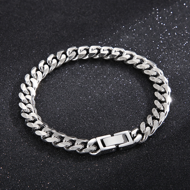 Title 5, Titanium stalen armband met Cuban link ketting ...