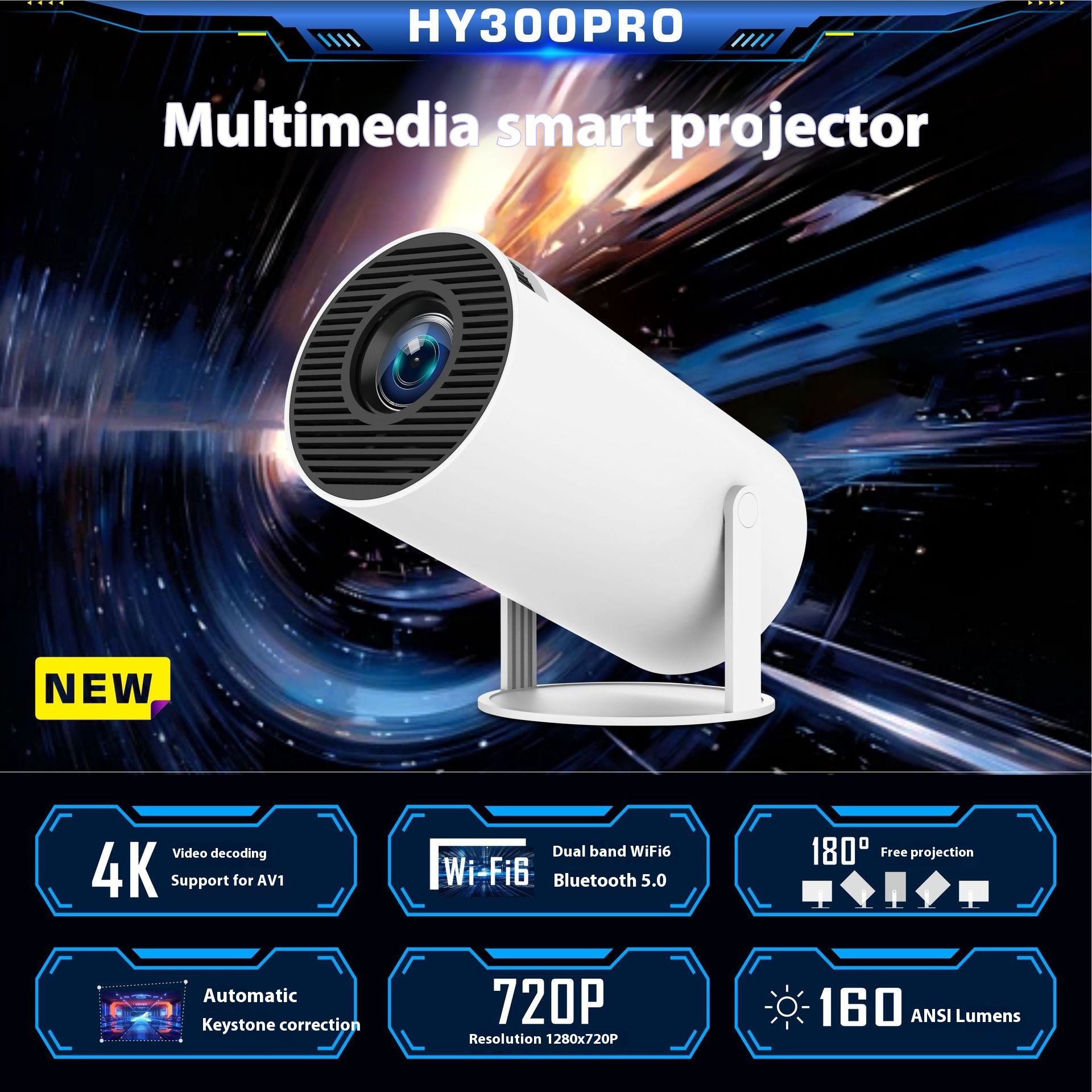 Title 1, HY300 Pro Projector voor home theater. Draagbar...