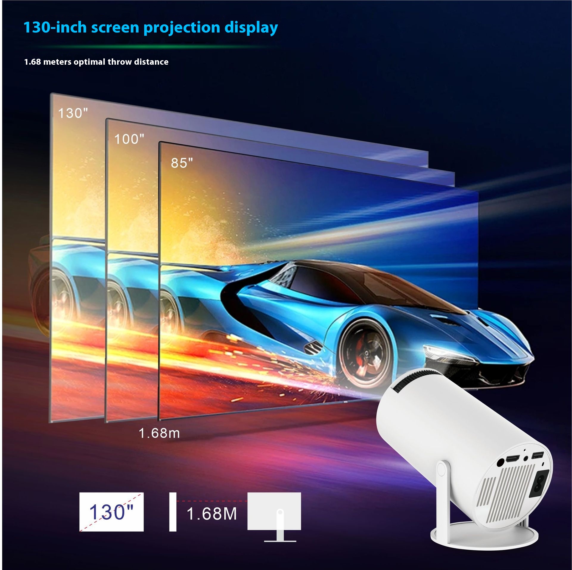 Title 9, HY300 Pro Projector voor home theater. Draagbar...