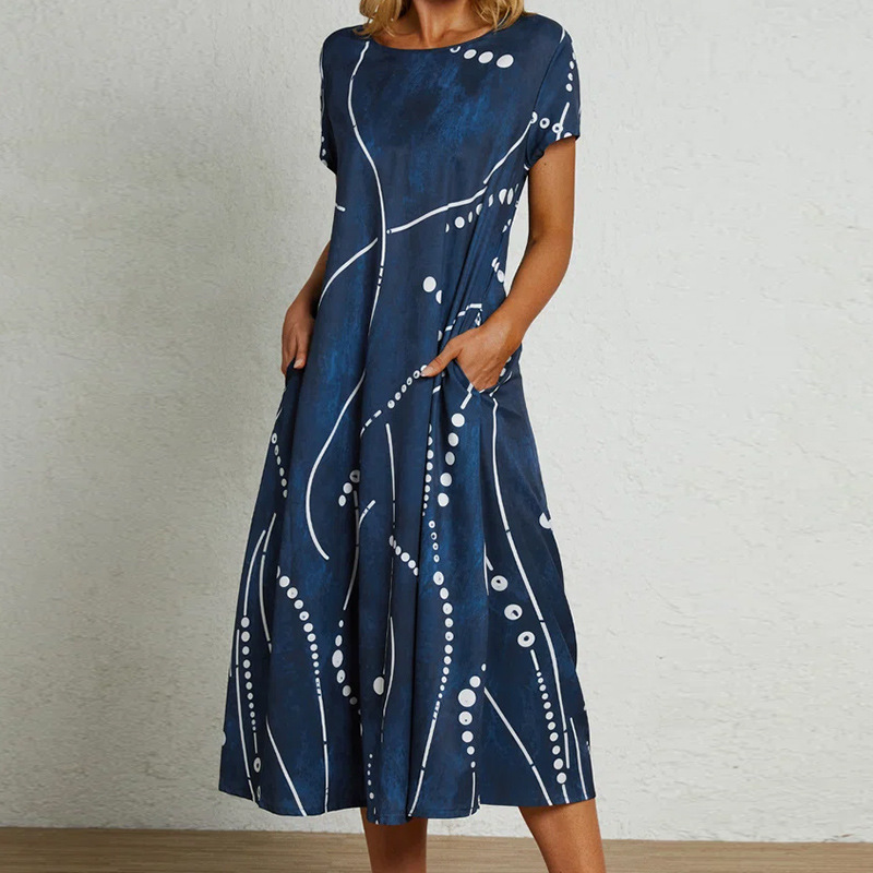 Women’s floral printed maxi dress navy blue