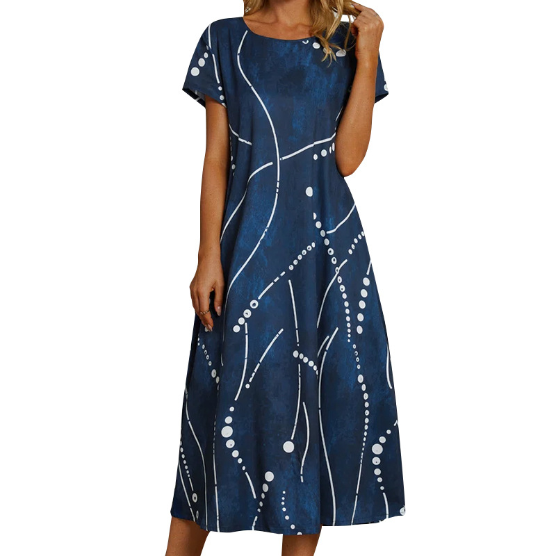 Women’s printed summer dress with short sleeves