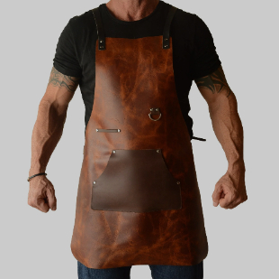 Title 1, High End Retro Brown Leather Smock