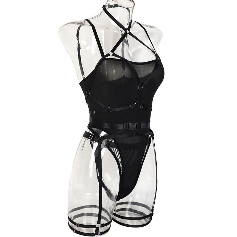 Title 2, Halter One-piece Mesh Underwear Suit