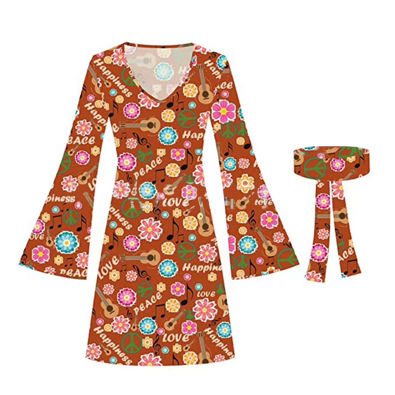 Title 5, Hippies Disco Lady Dress Plus Headscarf