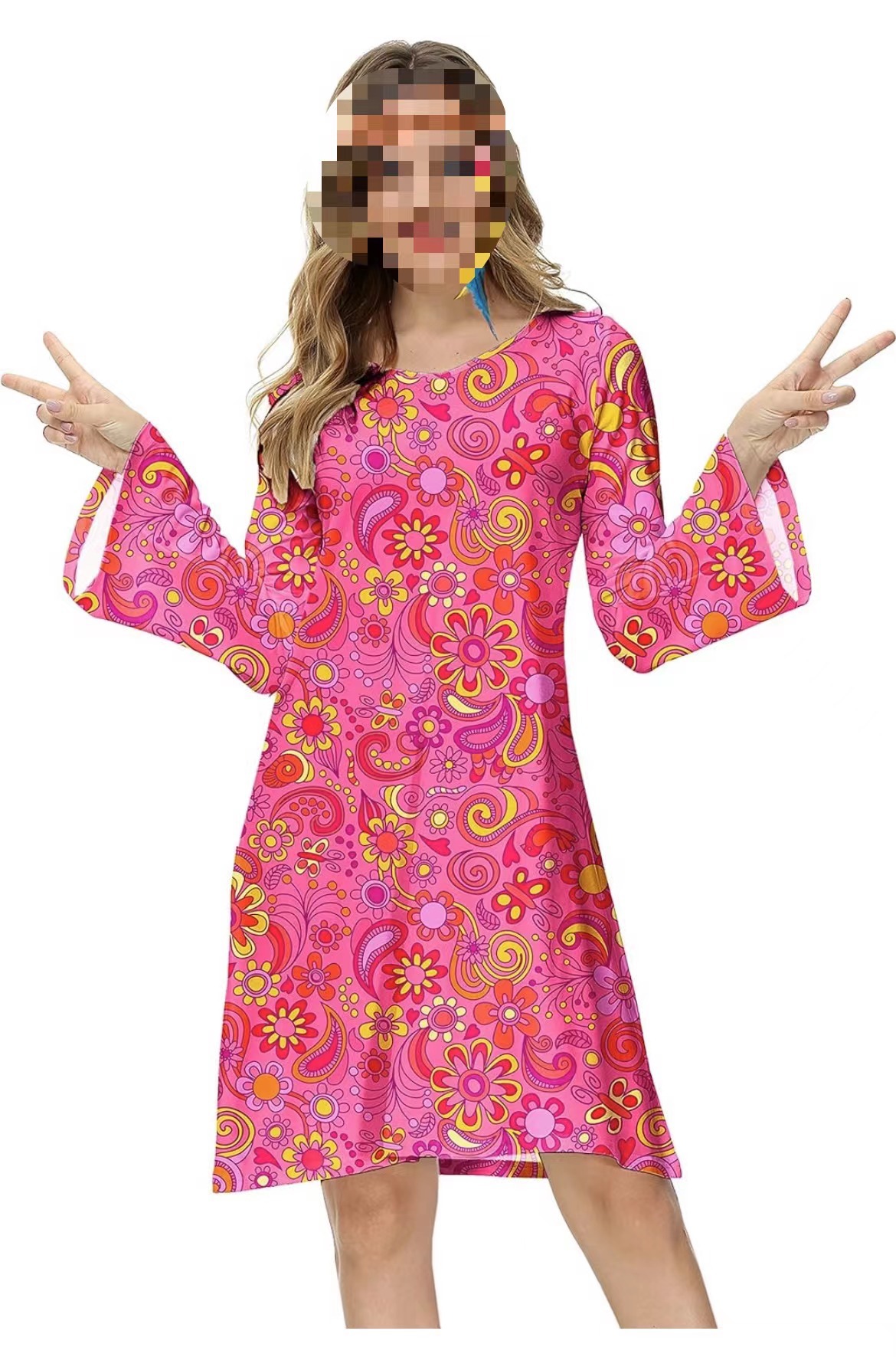 Title 8, Hippies Disco Lady Dress Plus Headscarf