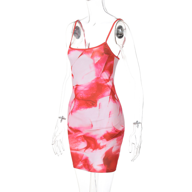 Title 11, Fashion Printing Hip Spaghetti Straps Dress