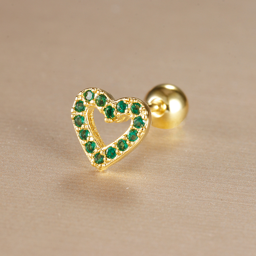 Title 17, Stainless Steel Rod Green Zircon Crown Ear Bone...