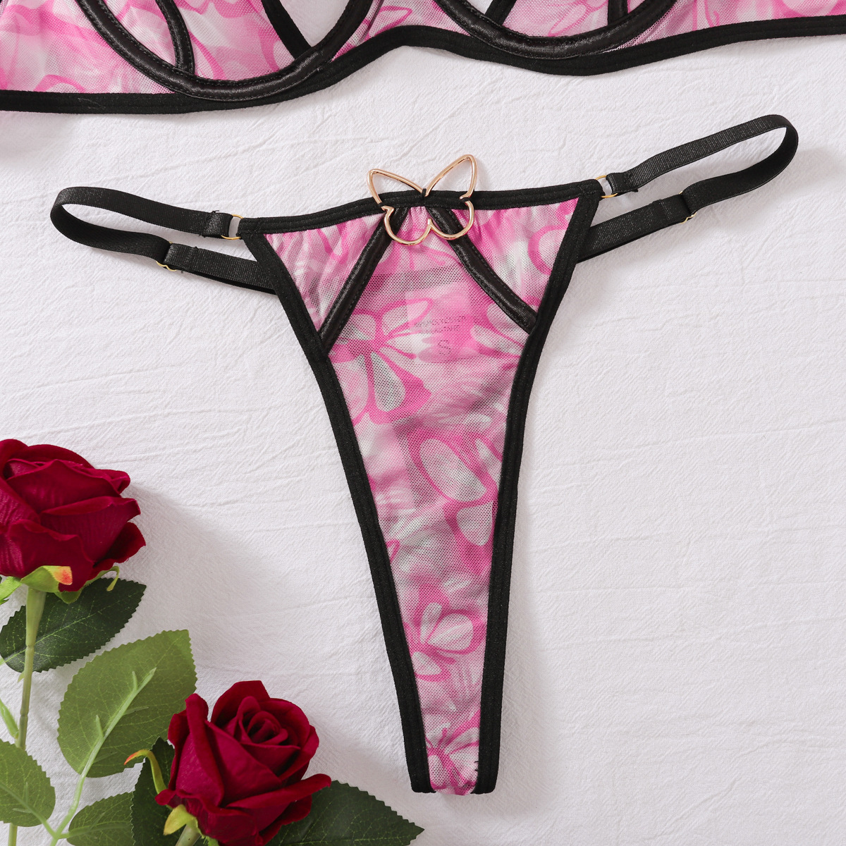 Title 13, Butterfly Decoration Underwear Two-piece Female