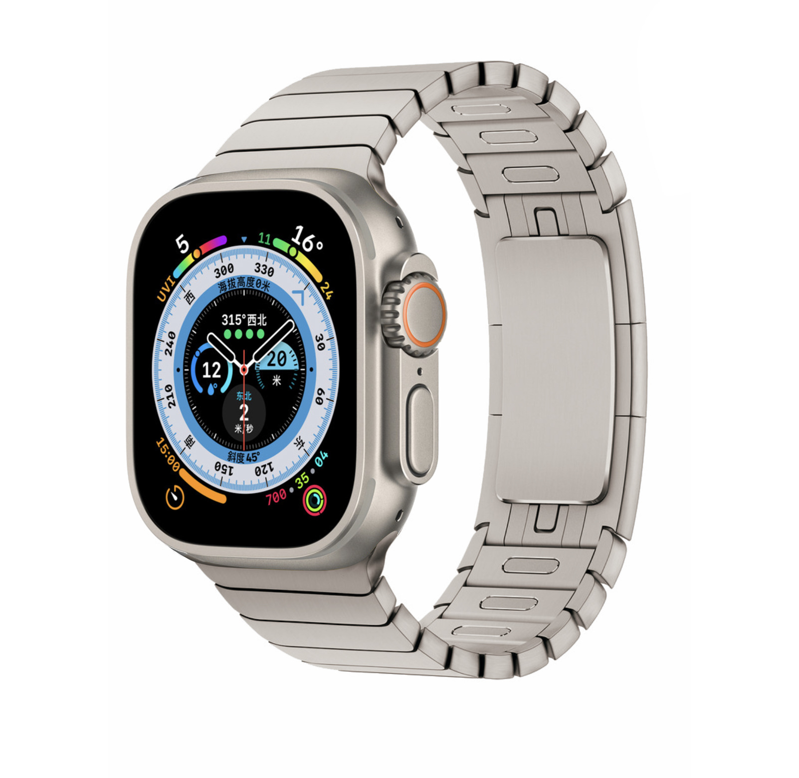 Title 5, Fivela de arco IWatch metal Smartwatch 8 pulsei...