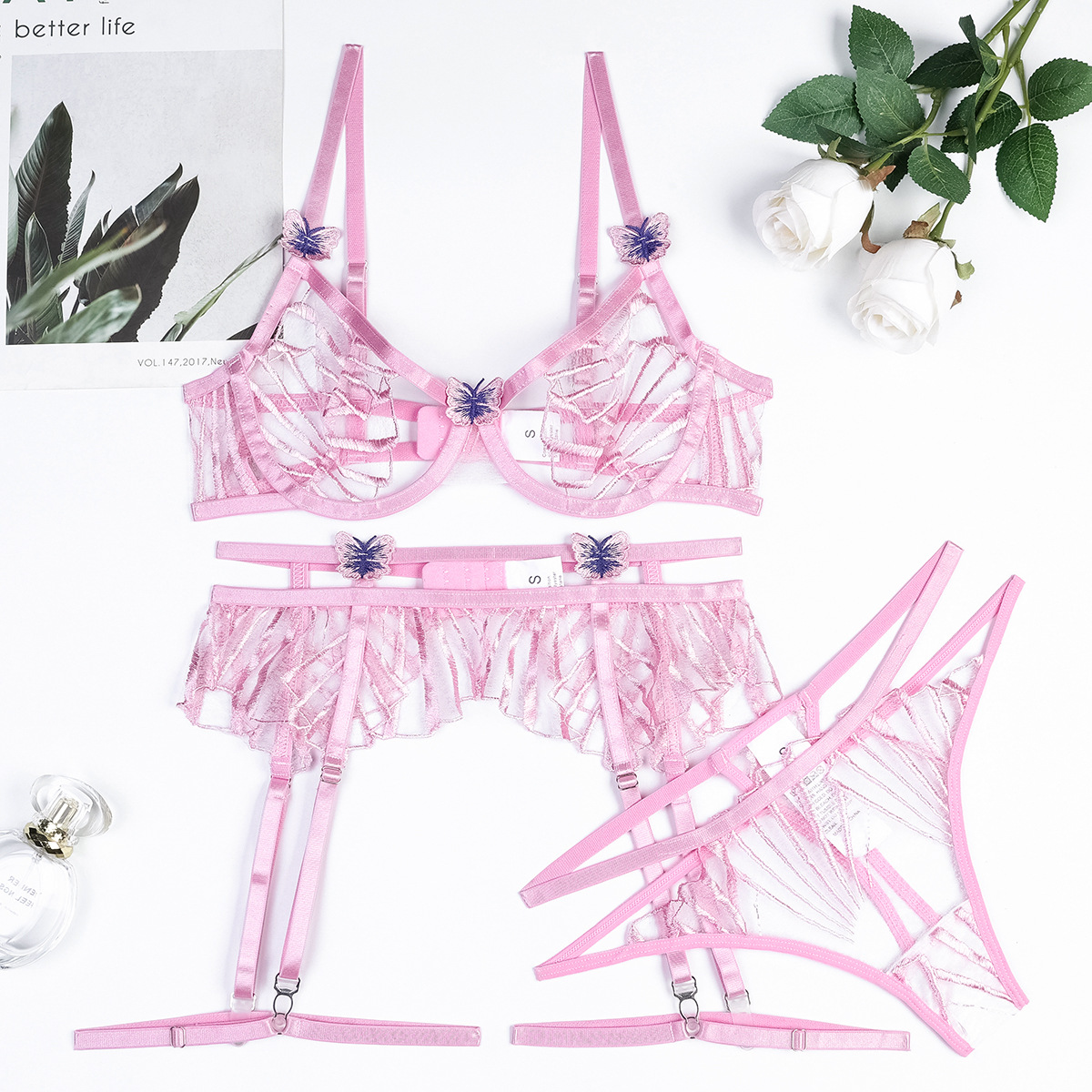 Title 2, Butterfly Patch Underwear Three-piece Set