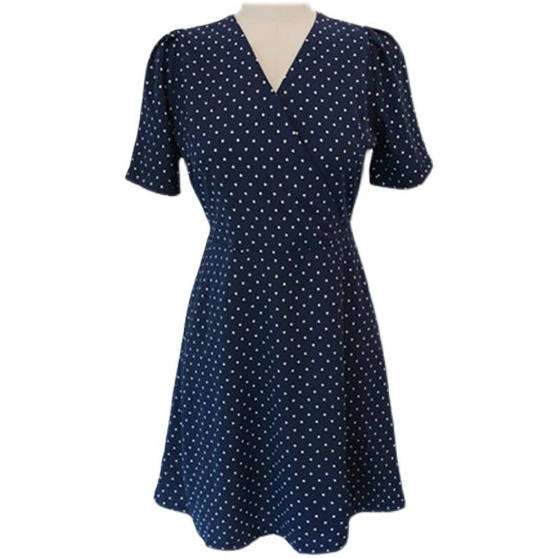 Title 4, Waist Slimming Temperament Polka Dot Floral Dress