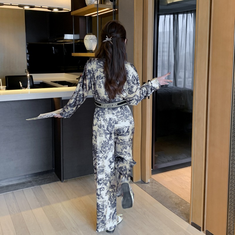 Title 14, Printed Long Sleeve Pants Temperament Homewear