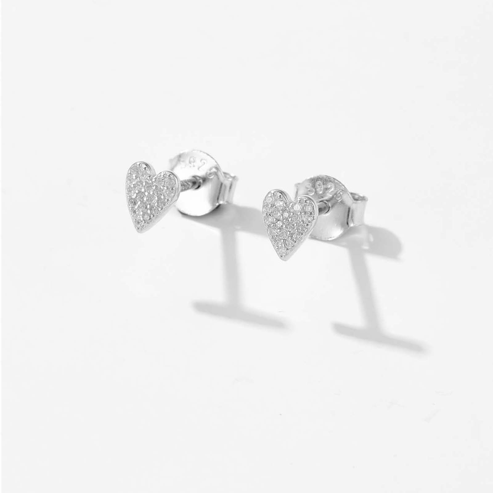 Title 1, Silver Heart-shaped Zircon Stud Earrings for se...