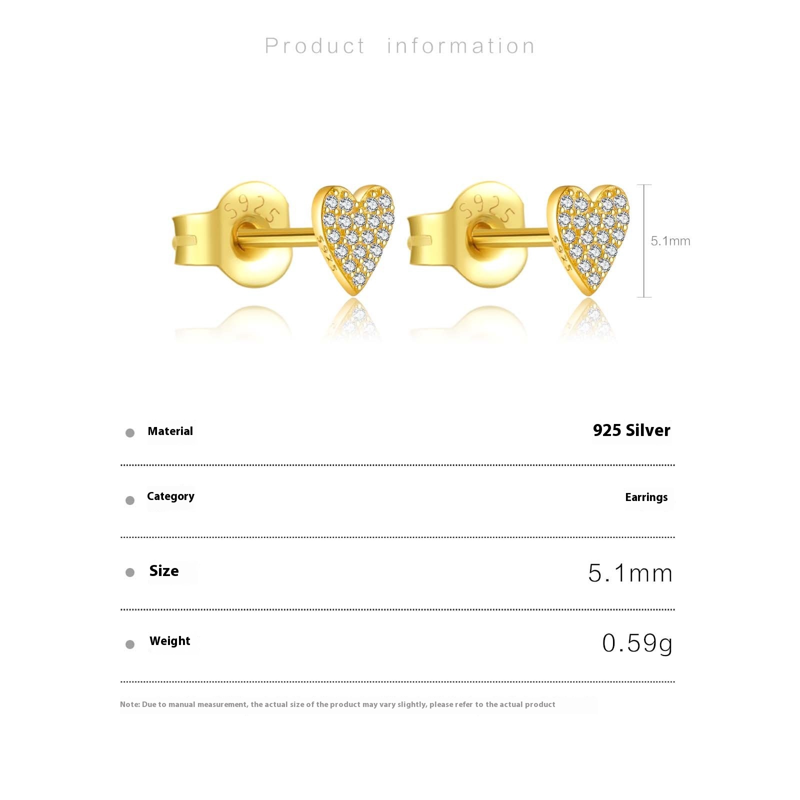 Title 7, Silver Heart-shaped Zircon Stud Earrings for se...