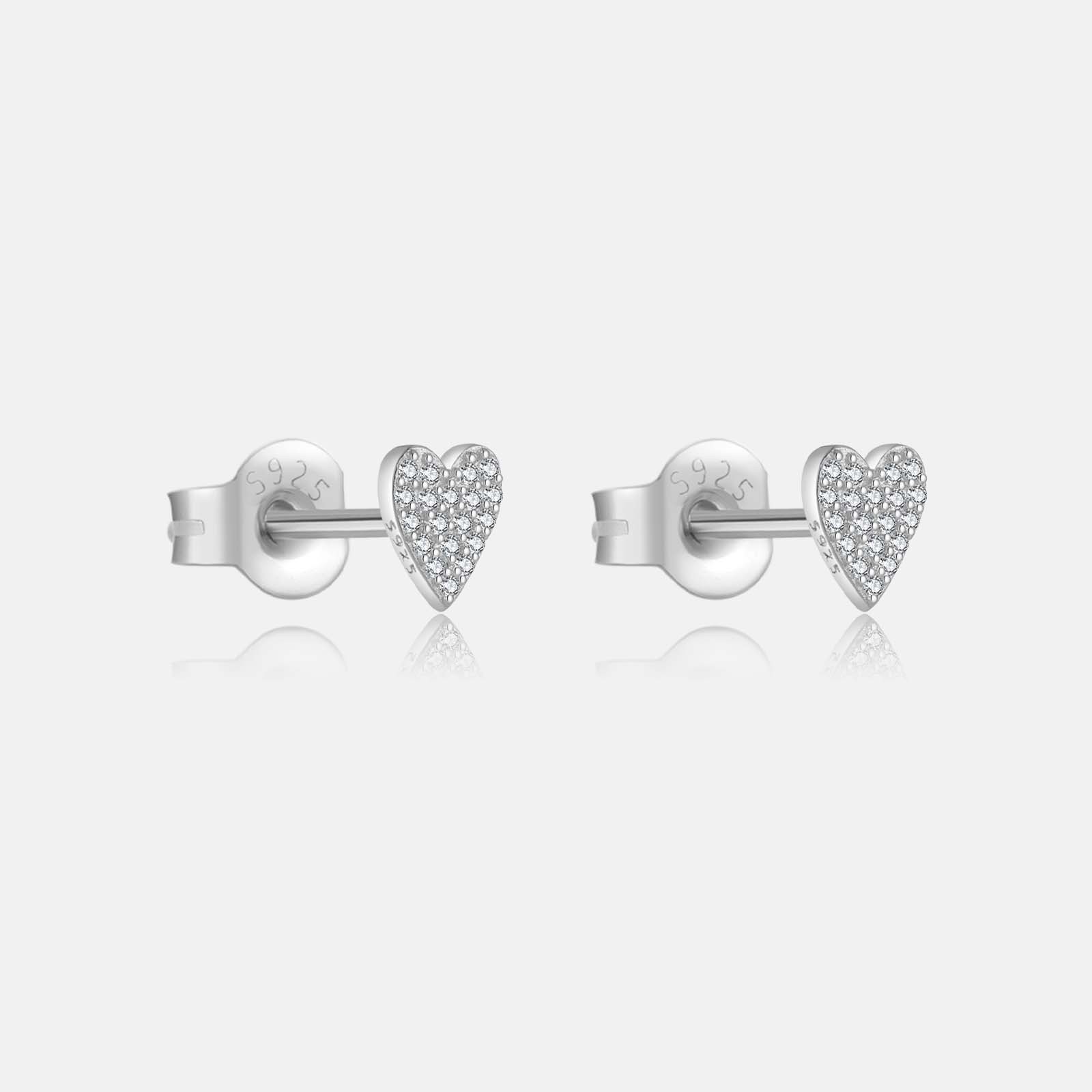 Title 8, Silver Heart-shaped Zircon Stud Earrings for se...