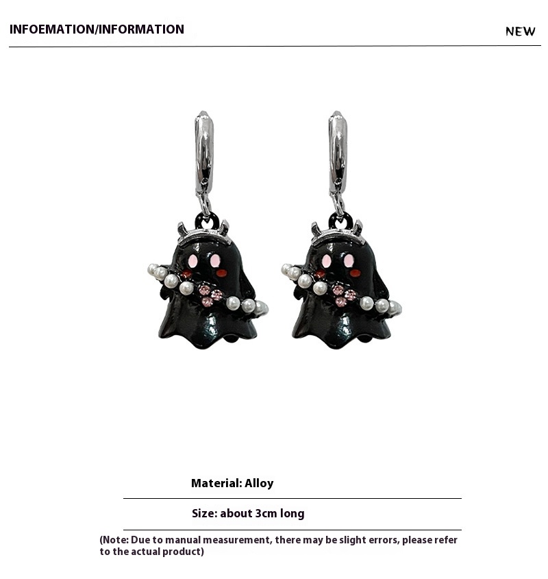 Cartoon Cute Ghost Pearl Earrings - Image 2
