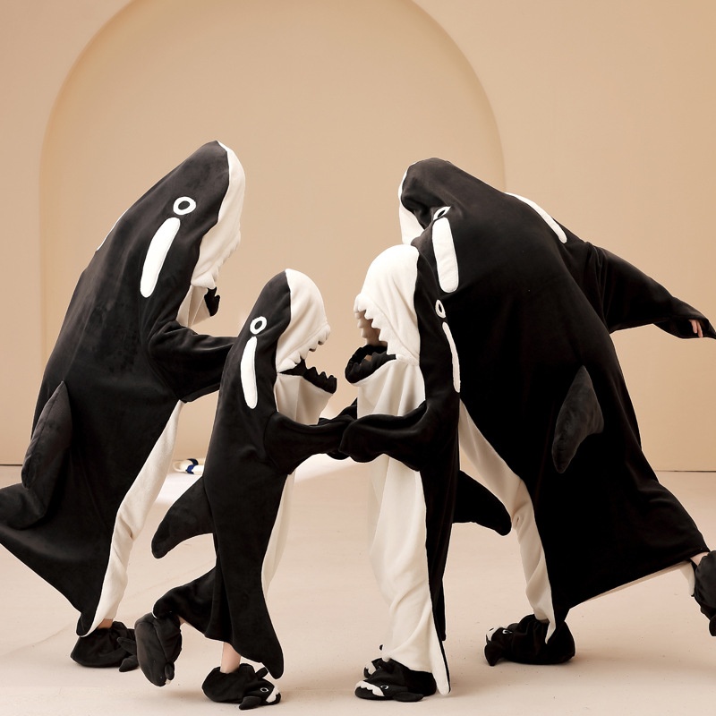 Black Snuggie Shark Blanket Onesie