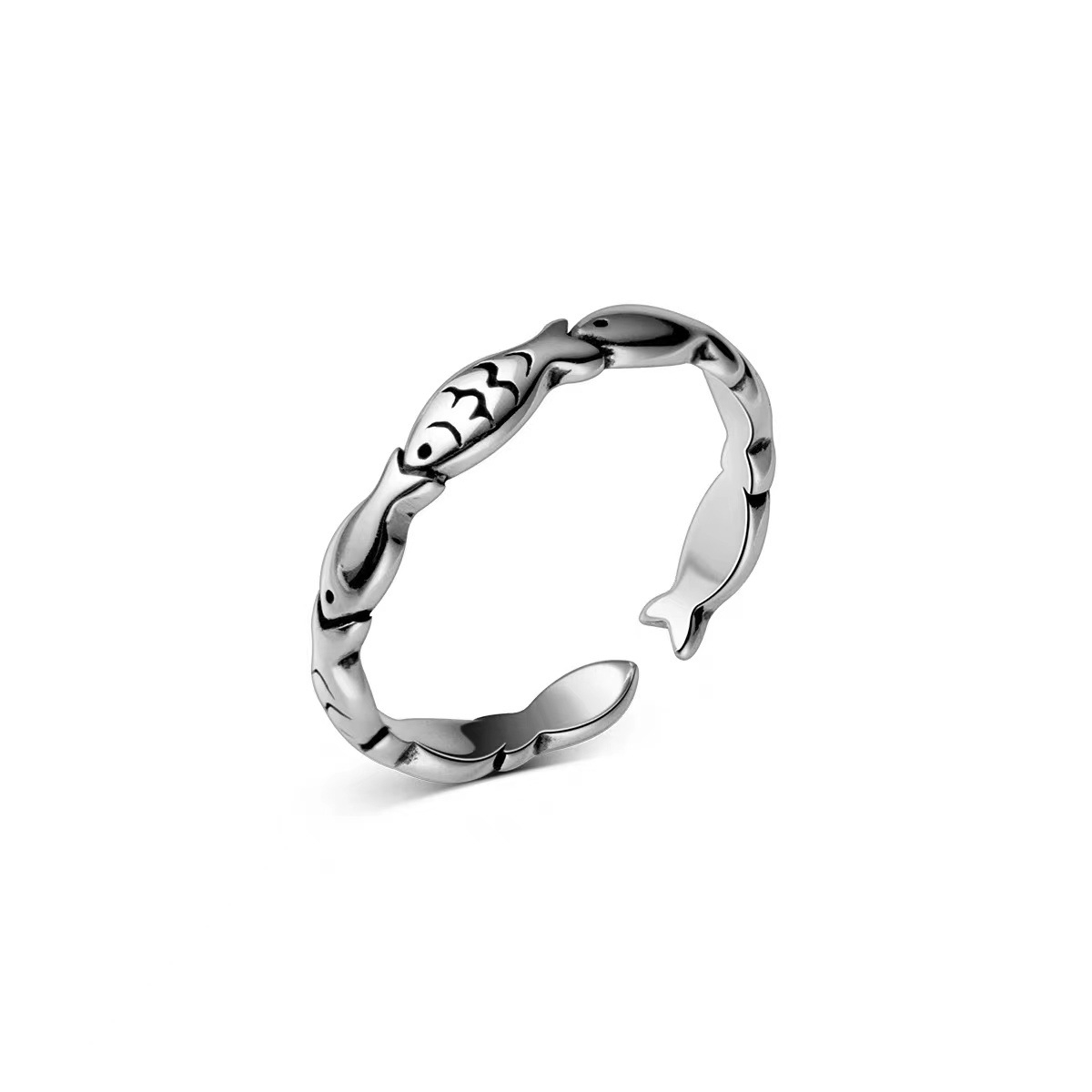 Title 5, Anillo de plata tailandés retro simple con dise...