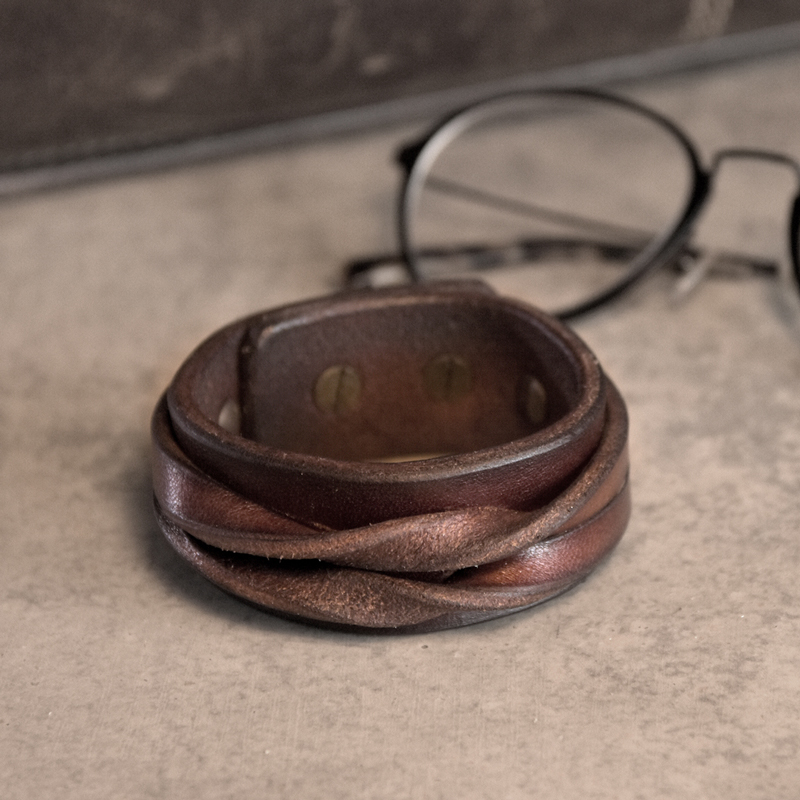 Leather Bracelet - Black Coffee Retro Style