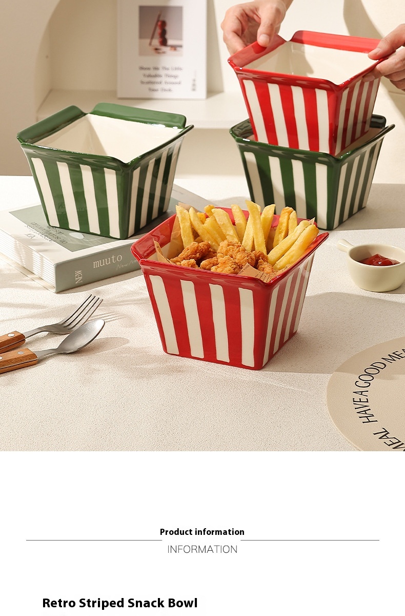 Title 4, Ceramic Popcorn Bowl French Fries Shape Snack F...