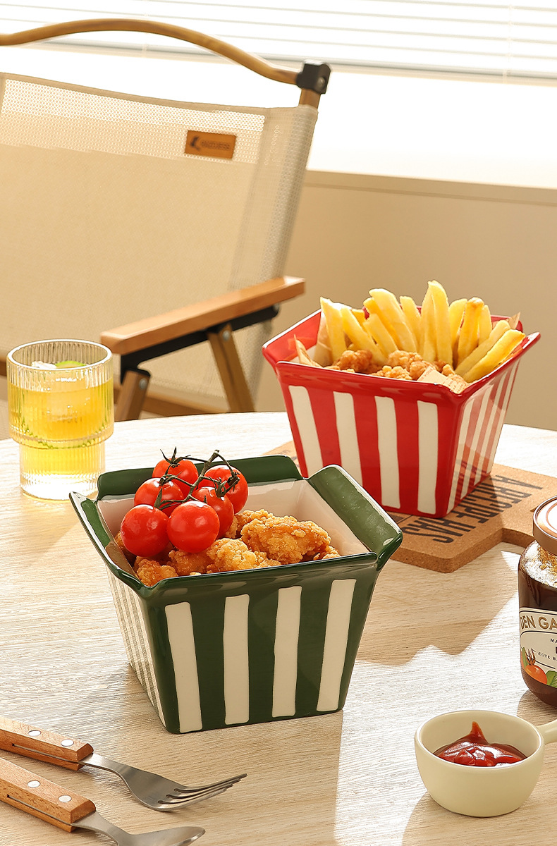 Title 11, Ceramic Popcorn Bowl French Fries Shape Snack F...