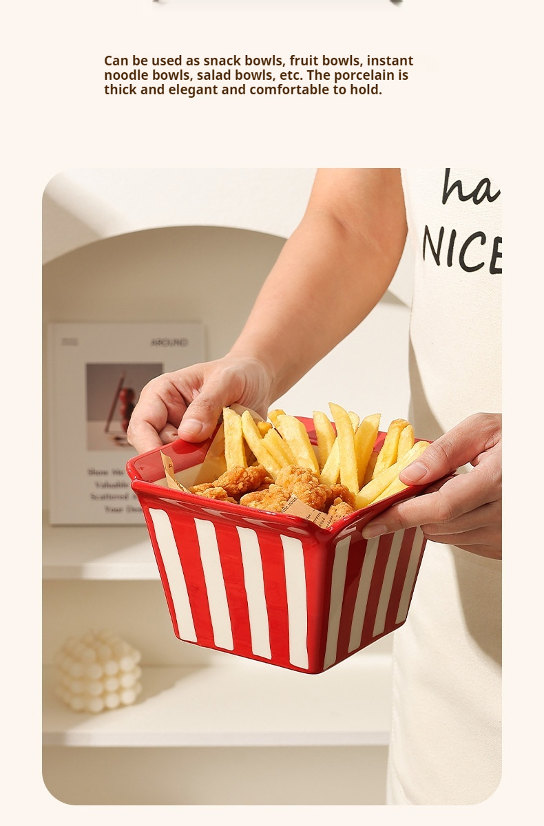 Title 14, Ceramic Popcorn Bowl French Fries Shape Snack F...