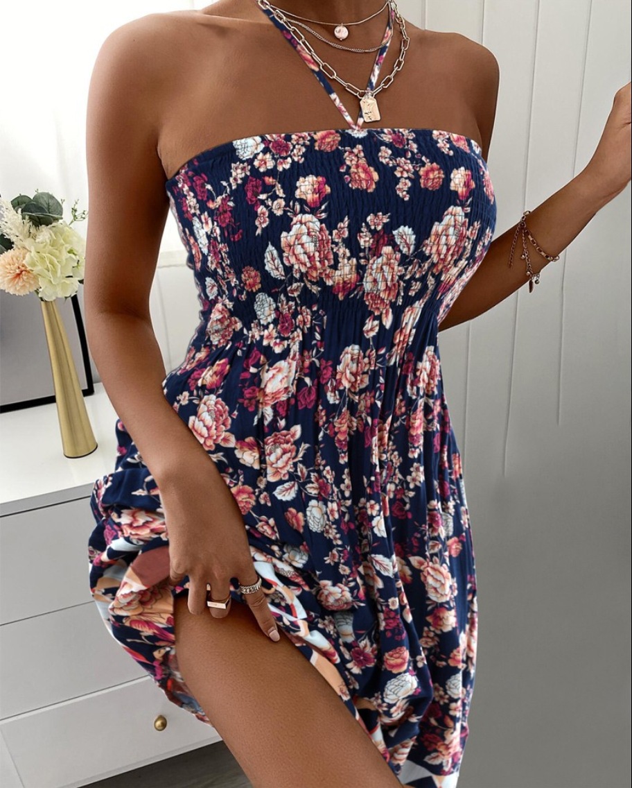 Title 2, Summer Fashion Sleeveless Halter Dress Women