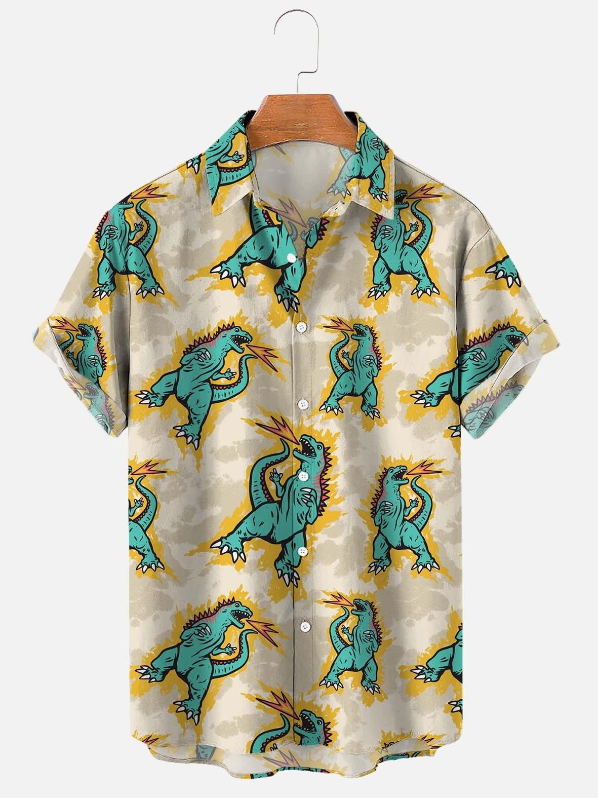 Title 2, Camicia Hawaiana Stampata Uomo Fantasia Gatti M...