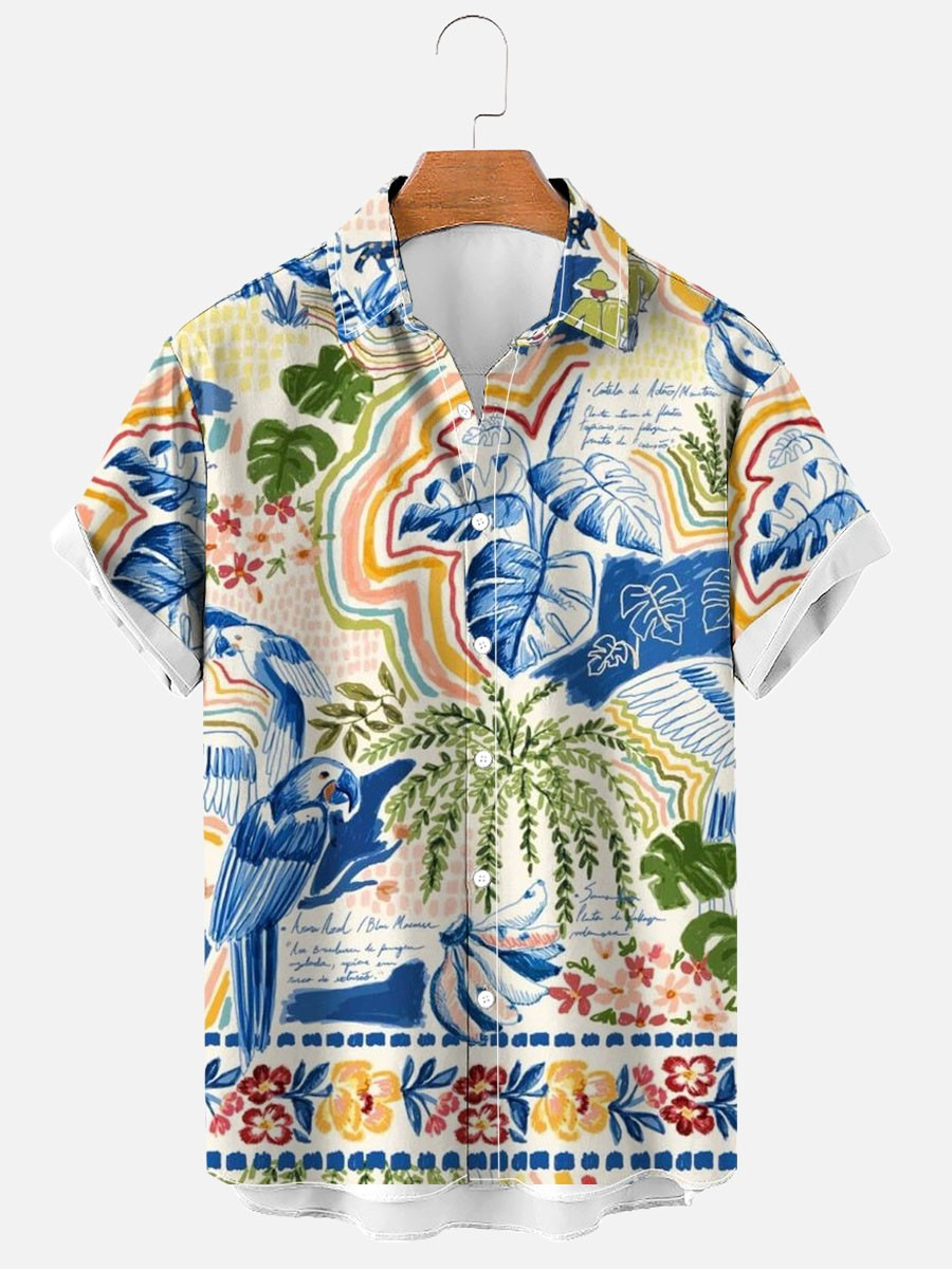 Title 9, Mens Printed Hawaiian Shirt Holiday Seaside Ca...