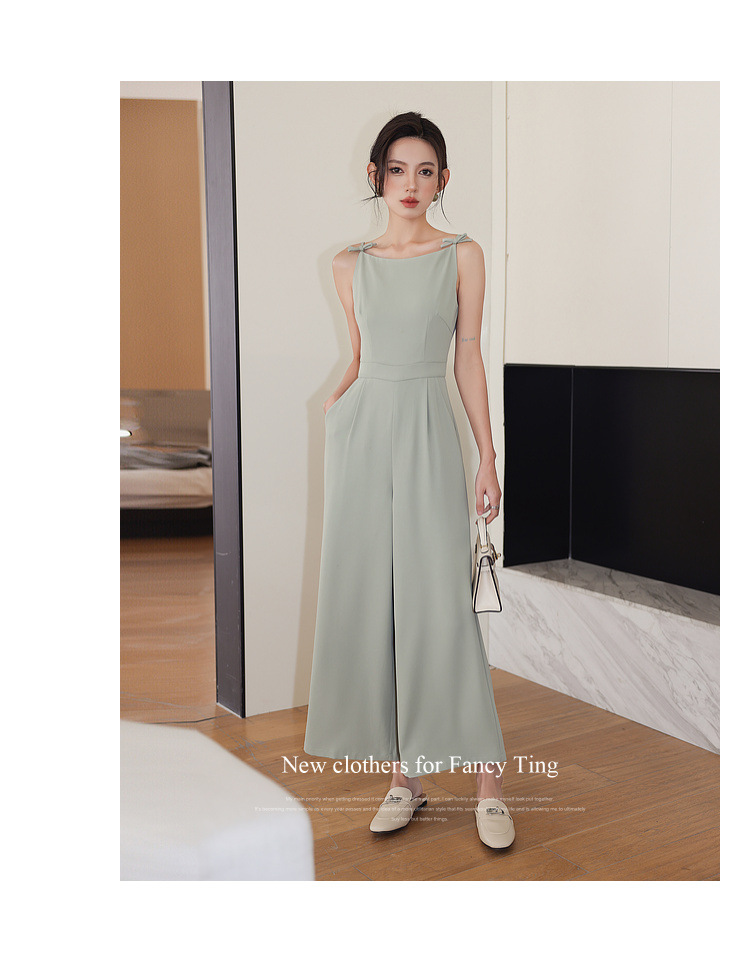 Title 15, Retro Boat Neck Slim High Waist Jumpsuit Wide L...