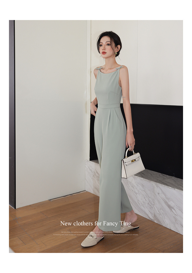 Title 17, Retro Boat Neck Slim High Waist Jumpsuit Wide L...