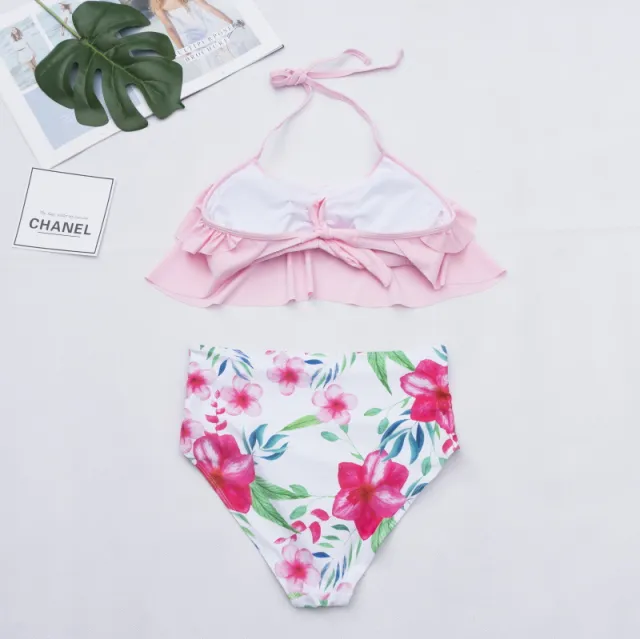 Sexy Fashion Multicolor Split Bikini Swimsuit Pink - Shop at LoveMi