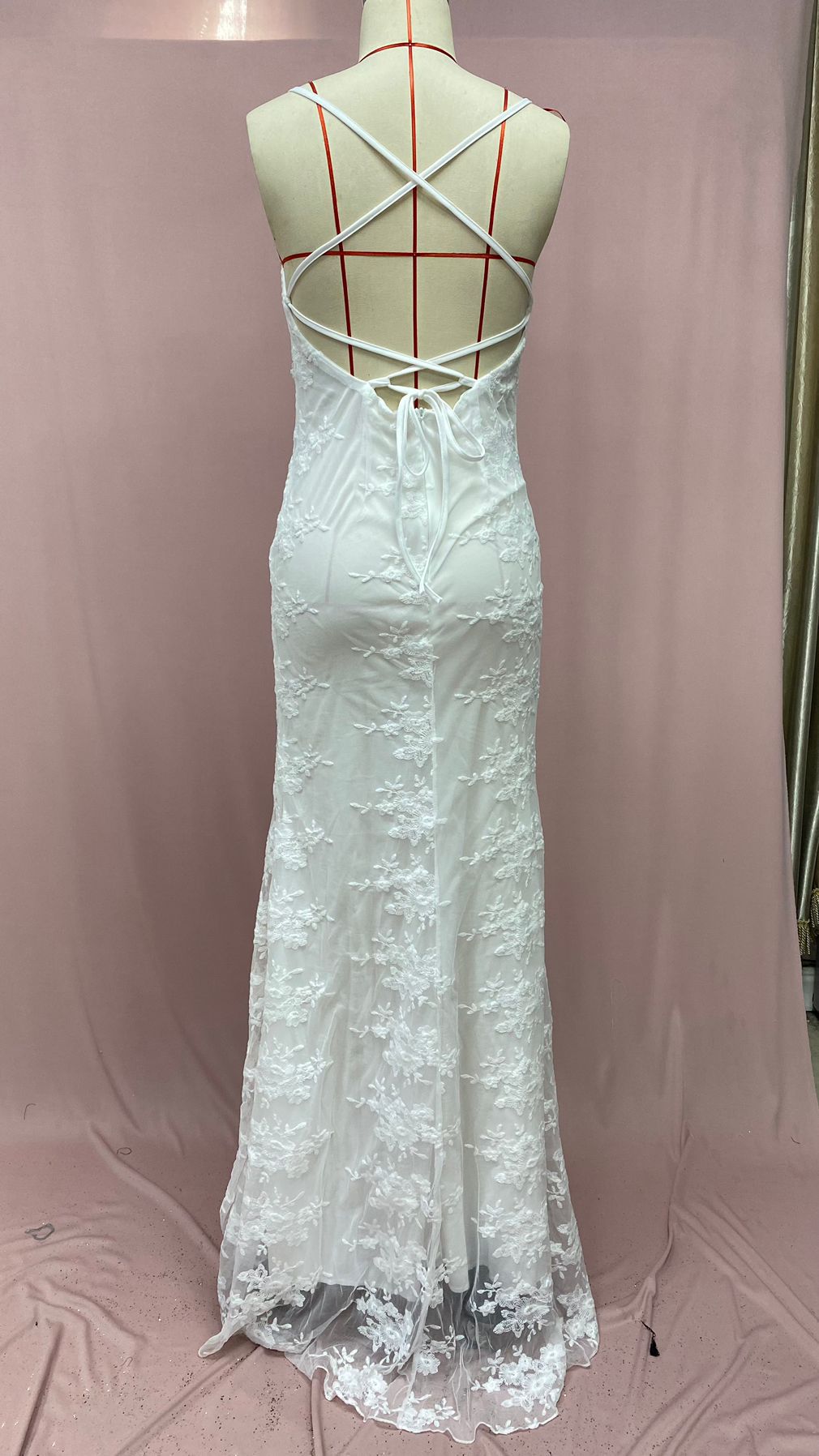 Title 11, Female White V-collar Camisole Gown Dress