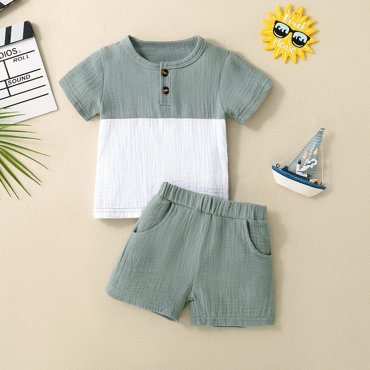 Title 9, Babys mehrfarbiges Kurzarm-T-Shirt Shorts Set,...