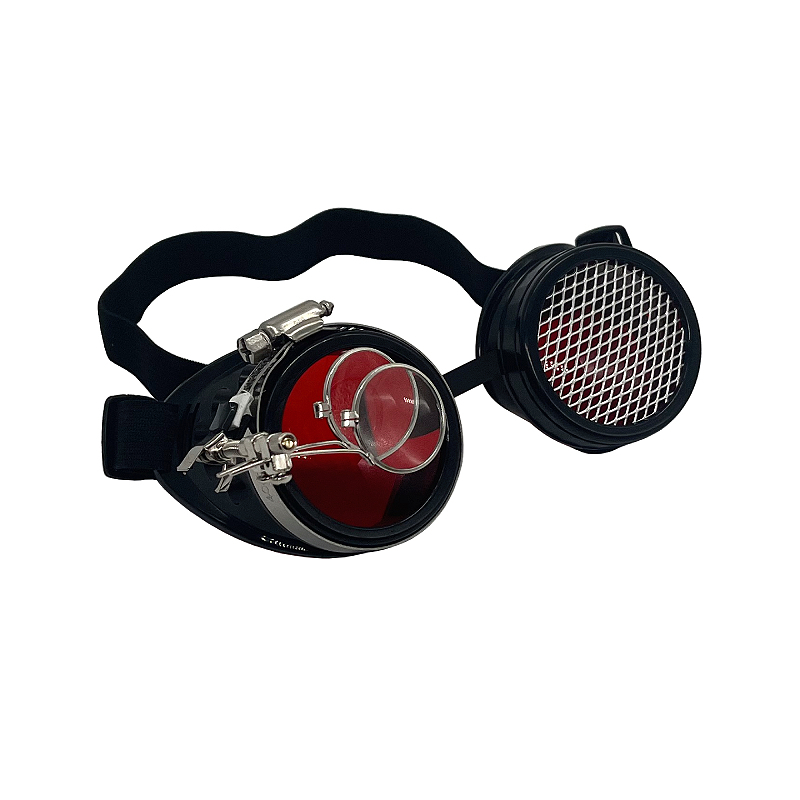 Title 4, Steam Punk Goth Goggles Mesh Lens With Magnifyi...