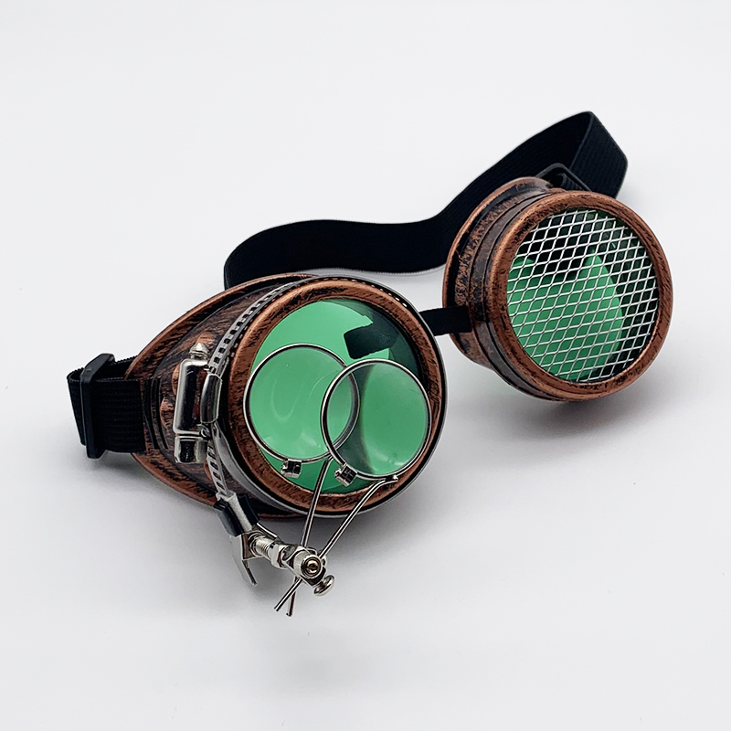 Title 5, Steam Punk Goth Goggles Mesh Lens With Magnifyi...