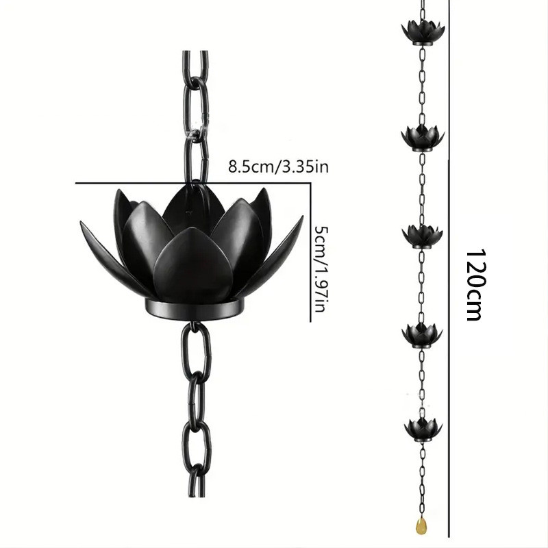 Detalle eslabón flor de loto cadena de lluvia